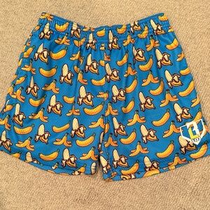 Kids Baseball 101 Banana Print Blue Shorts